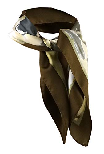 TigerTie Nickituch Satin in braun beige anthrazit weiss gelb gemustert - Gr. 50 x 50 cm von TigerTie