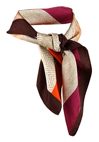 TigerTie Nickituch Satin in lila orange braun beige gemustert - Größe 50x50 cm - Halstuch von TigerTie