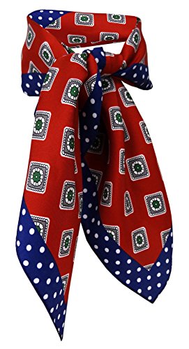 TigerTie Nickituch in rot grün grau blau weiss gemustert - 50 x 50 cm - 100% Seide von TigerTie
