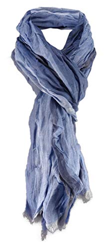 TigerTie Raffschal in blau gestreift mit kleinen Fransen - Schal Größe 180 x 50 cm von TigerTie