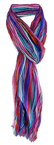TigerTie Raffschal in pink magenta blau türkis grau schwarz orange gestreift - 180x50 cm von TigerTie