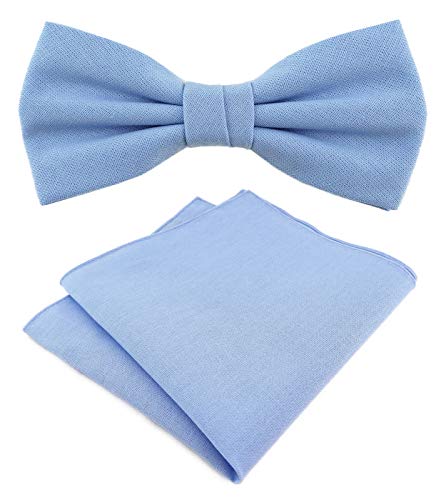 TigerTie - SET Herrenfliege + Einstecktuch in hellblau einfarbig Uni - Fliegen Gr. 29 bis 50 cm Halsumfang verstellbar + Aufbewahrungsbox von TigerTie