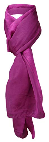 TigerTie Satin Chiffon Schal in magenta lila Uni einfarbig - Gr. 160 x 100 cm - Halstuch von TigerTie