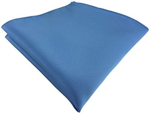 TigerTie Satin Einstecktuch in azurblau einfarbig Uni - Tuch Polyester - Größe 26 x 26 cm von TigerTie