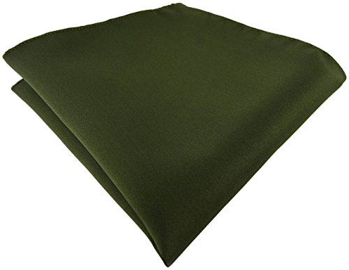 TigerTie Satin Einstecktuch in olivegrün einfarbig Uni - Tuch Polyester - Größe 26 x 26 cm von TigerTie