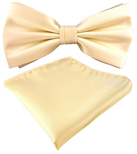 TigerTie Satin Fliege + Einstecktuch in beige creme Uni einfarbig + Geschenkbox TigerTie Satin Fliege + Einstecktuch in beige creme Uni einfarbig + Geschenkbox von TigerTie