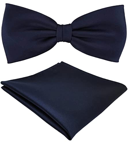 TigerTie Satin Fliege + Einstecktuch in marine saphirblau dunkelblau Uni einfarbig + Geschenkbox TigerTie Satin Fliege + Einstecktuch in marine saphirblau dunkelblau Uni einfarbig + Geschenkbox von TigerTie