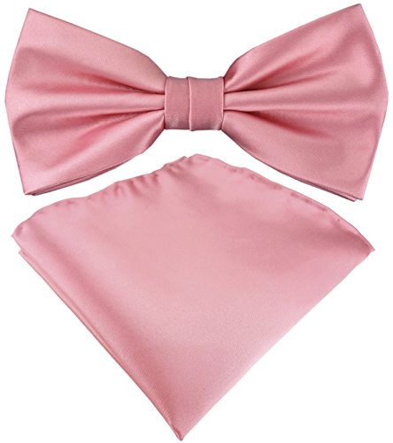 TigerTie Satin Fliege + Einstecktuch in rosa Uni einfarbig + Geschenkbox von TigerTie
