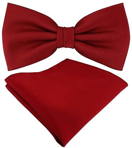 TigerTie Satin Fliege Einstecktuch in blutrot Uni einfarbig + Aufbewahrungsbox von TigerTie
