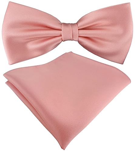 TigerTie Satin Fliege Einstecktuch in dunkelrosa Uni einfarbig + Aufbewahrungsbox von TigerTie