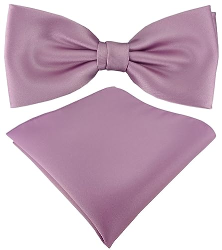 TigerTie Satin Fliege Einstecktuch in flieder Uni einfarbig + Aufbewahrungsbox von TigerTie