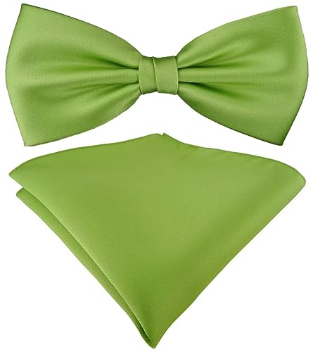 TigerTie Satin Fliege Einstecktuch in hellgrün Uni einfarbig + Aufbewahrungsbox von TigerTie