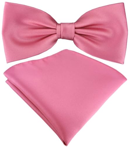 TigerTie Satin Fliege Einstecktuch in hellpink Uni einfarbig + Aufbewahrungsbox von TigerTie