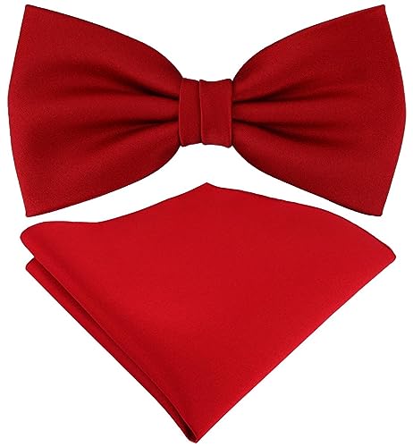 TigerTie Satin Fliege Einstecktuch in rot Uni einfarbig + Aufbewahrungsbox von TigerTie