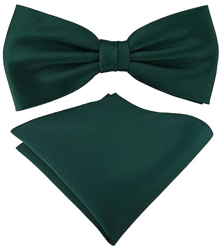 TigerTie Satin Fliege Einstecktuch in tannengrün Uni einfarbig + Aufbewahrungsbox von TigerTie