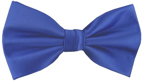 TigerTie Satin Fliege in blau royal Uni + Geschenkbox, Schleife 30 cm bis 50 cm verstellbar von TigerTie