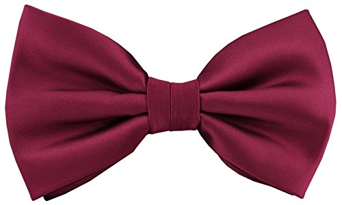 TigerTie Satin Fliege in bordeaux Uni + Geschenkbox, Schleife 30 cm bis 50 cm verstellbar von TigerTie