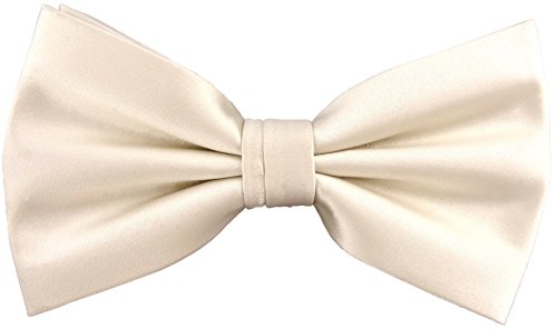 TigerTie Satin Fliege in creme Uni + Geschenkbox, Schleife 30 cm bis 50 cm verstellbar von TigerTie