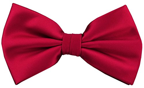TigerTie Satin Fliege in rot Uni + Geschenkbox, Schleife 30 cm bis 50 cm verstellbar von TigerTie