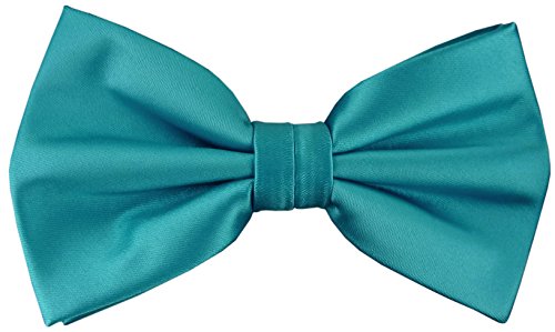 TigerTie Satin Fliege in türkis Uni + Geschenkbox, Schleife 30 cm bis 50 cm verstellbar von TigerTie