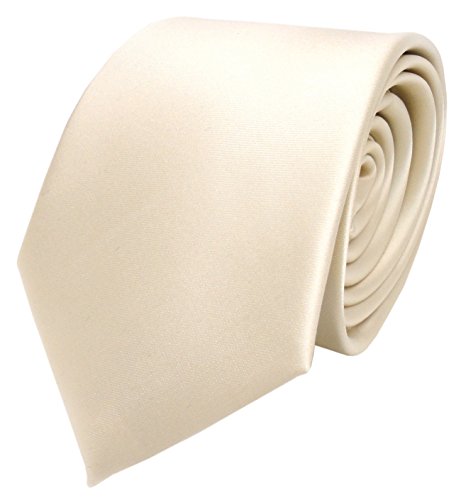 TigerTie Herren Krawatte – Klassische 8 cm Satin-Krawatte in elfenbein champagner weiss perlmutt einfarbigem Design, ideal für Geschäftstermine, festliche Anlässe und die Freizeit von TigerTie