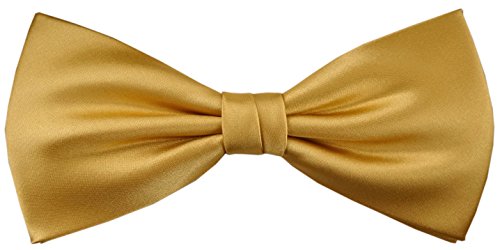 TigerTie Satin Seidenfliege in gold hellgold Uni, Fliege 100% reine Seide von TigerTie