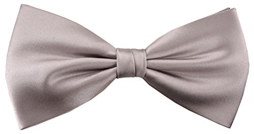 TigerTie Satin Seidenfliege in grau silber Uni, Fliege 100% reine Seide von TigerTie