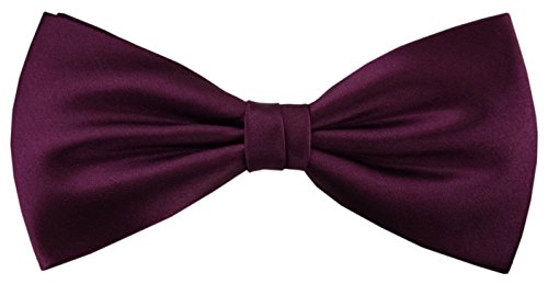 TigerTie Satin Seidenfliege in pflaume Uni, Fliege 100% reine Seide von TigerTie