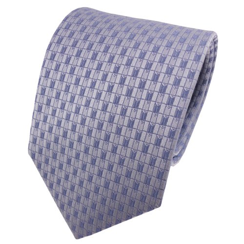 TigerTie Satin Seidenkrawatte in blau fernblau blaugrau kariert gemustert von TigerTie