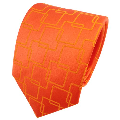 TigerTie Satin Seidenkrawatte in orange reinorange gemustert von TigerTie