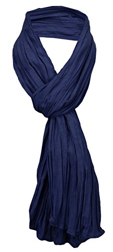 TigerTie Schal gecrasht in blau dunkelblau marine einfarbig Uni - Gr. 160 x 70 cm von TigerTie