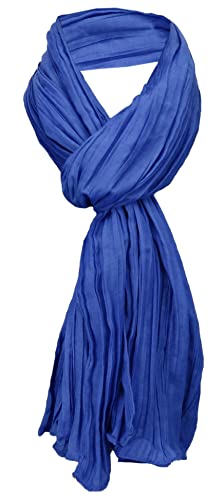 TigerTie Schal gecrasht in blau royalblau einfarbig Uni - Gr. 160 x 70 cm von TigerTie