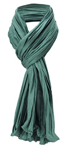 TigerTie Schal gecrasht in grün dunkelgrün einfarbig Uni - Gr. 160 x 70 cm von TigerTie