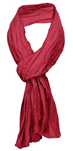 TigerTie Schal gecrasht in rot bordeaux dunkelrot einfarbig Uni - Gr. 160 x 70 cm von TigerTie