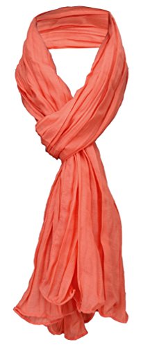 TigerTie Schal gecrasht in rot rosé lachsrot einfarbig Uni - Gr. 160 x 70 cm von TigerTie