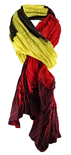 TigerTie Schal gecrinkelt in gelb oliv rot bordeaux gemustert - Schal Gr. 190 x 100 cm von TigerTie