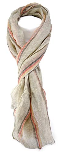 TigerTie Schal in beige rot gelb schwarz gemustert Größe 180 x 50 cm von TigerTie