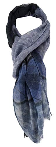 TigerTie Schal in blau grau anthrazit gemustert Gr. 180 x 50 cm 100% Wolle von TigerTie