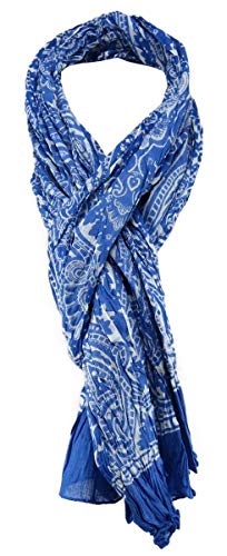 TigerTie Schal in blau weiß gemustert Gr. 180 x 50 cm 100% Baumwolle von TigerTie