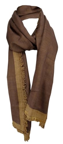 TigerTie - Schal in braun dunkelbraun mit kleinen Fransen - Gr. 180 x 50 cm - Halstuch von TigerTie