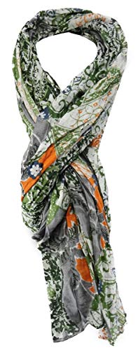 TigerTie Schal in grün orange grau anthrazit blau gemustert Gr. 180 x 110 cm von TigerTie