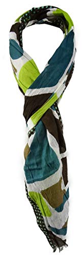 TigerTie Schal in grün petrol mint gelb braun weissgrau gemustert Gr. 180 x 50 cm von TigerTie