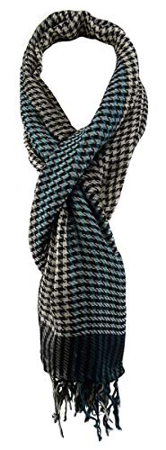 TigerTie Schal in petrol türkis beige grau schwarz gemustert - Größe 170 x 50 cm von TigerTie