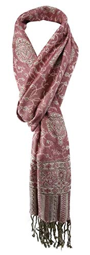 TigerTie Schal in rosa altrosa creme gemustert - Größe 180 x 30 cm - 100% Viscose von TigerTie