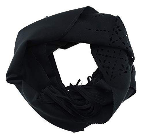 TigerTie Schal in schwarz Uni mit Fransen - Gr. 200 x 20 cm - Musterung ausgestanzt TigerTie Schal in schwarz Uni mit Fransen - Gr. 200 x 20 cm - Musterung ausgestanzt von TigerTie
