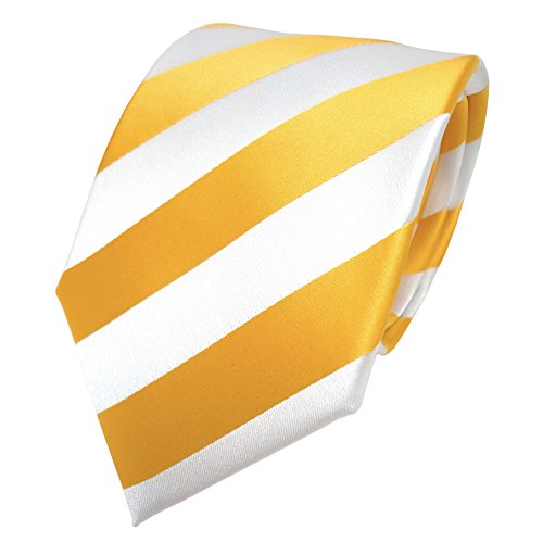 TigerTie Schicke Designer Krawatte - Schlips Binder gelb goldgelb weiß gestreift - Tie von TigerTie