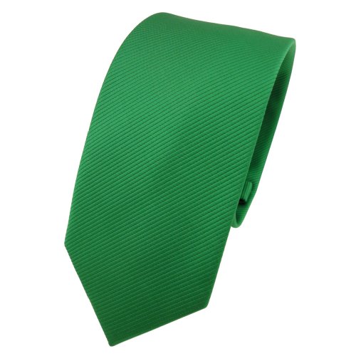 TigerTie - schmale Designer Krawatte in grün leuchtgrün Uni Rips - Binder Tie von TigerTie