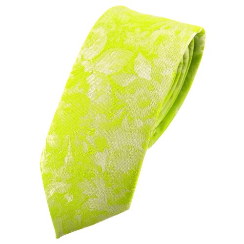 TigerTie Schmale Krawatte grün gelb neongrün neongelb gemustert - Schlips Binder Tie von TigerTie