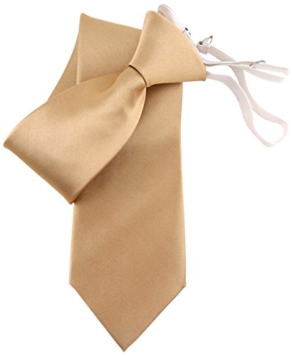 TigerTie Security Satin Seidenkrawatte in gold uni Gummizug - Krawatte Seide von TigerTie