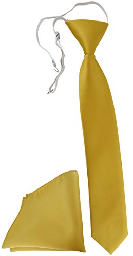 TigerTie Security Sicherheits Krawatte + Einstecktuch in gold einfarbig Uni - vorgebunden mit Gummizug von TigerTie